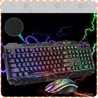 Teclado Y Ratón Con Cable Agrietado Para Juegos Combo RGB Rainbow Retroiluminado Kit De Gamer (8)