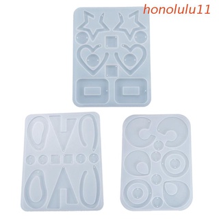honolulu11 3 pzs moldes de resina para pendientes/moldes de silicona para fundición de resina epoxi moldes para pendientes/joyería colgante