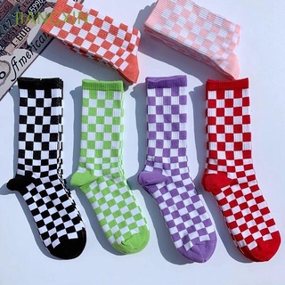 Jiangxin Skateboard Sports Street masculino algodón femenino a cuadros calcetines de tubo medio calcetines/Multicolor