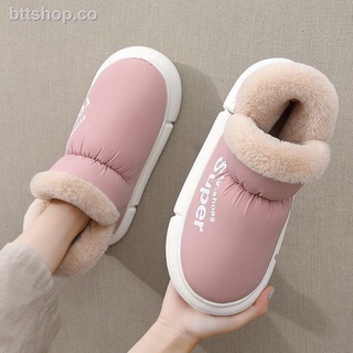 Nuevas pantuflas de algodón de invierno para mujer, todo incluido, con cálido más terciopelo, zapatos de algodón impermeables para interiores de invierno para hombres