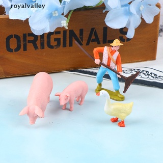 Royalvalley DIY Granja Trabajador Cerdo Caballo Vaca Pato Animal Modelo Miniatura Decoración CO