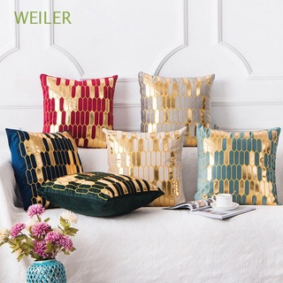 WEILER Golden Bronzing Cushion Cover Thick Velvet Home Sofa Decor Pillow Case Gold Geometric for Sofa Couch New Year Gifts Luxurious Office Supplies Living Room Throw Pillows/Multicolor