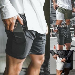 Pantalón corto de secado rápido para hombre/pantalones deportivos de doble capa para correr