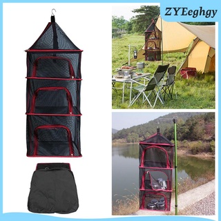 Folding Hanging Drying Net 4 Layers Clothes Dry Rack for Food Plants Outdoor