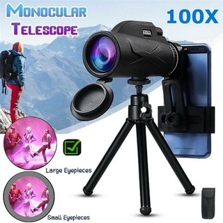 Telescopio Monocular 80x100 zoom HD Monóculo lente prisma Monocular + soporte para teléfono móvil + trípode senderismo al aire libre