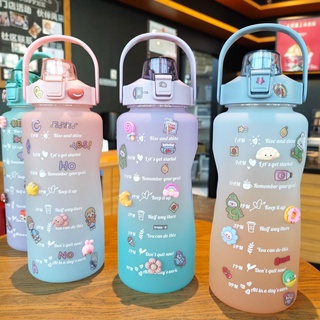 Botella De Agua Motivacional De 2 L Con Plástico Grande Para Gimnasio , Oficina/Entrenamiento (5)
