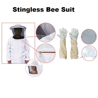 Bsjstore - adulto Stingless abeja Split Tops cremallera sombrero protector guantes ropa protectora