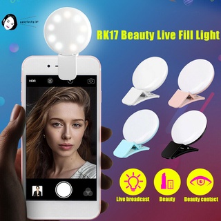 anillo de luz led para selfie recargable con clip portátil para celular/tableta/video
