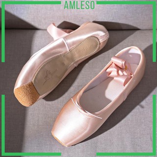 Amleso mujeres cómodo rosa Ballet danza zapatos profesionales señoras satén Pointe zapatos