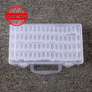 64 cuadrícula diamante pintura caja de almacenamiento transparente perlas de arroz transparente DIY plástico A6W6