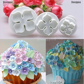 <dengyou> 3 piezas de hortensias fondant decoración de tartas sugarcraft cortador de flores