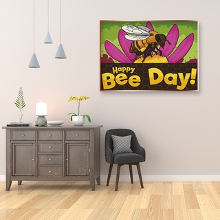 happy bee day 5d diy - kits de pintura de diamante, resina redonda, arte de pared (9)