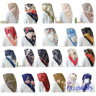 pillowlips 22 color malasia musulmán hiyab mujeres imitación seda color geométrico floral cuadrado chal bufanda islámica cabeza envoltura pañuelo 90cm (1)