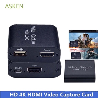 ASKEN Mini HDMI Video Capture Card 4K Video Grabber Video Capture Card Game Record Live Streaming Broadcast Video Recording Game Recorder USB3.0 HDMI-Compatible to USB USB 3.0 Capture Card/Multicolor