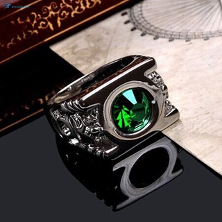 Anillo de linterna verde de cristal de la nueva moda Super héroe Power Party anillos para hombres joyería