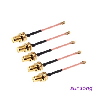 sunsong 5 piezas 5 cm rg178 cable de extensión chapado en oro rf recto sma hembra jack a ipex conector pigtail cable