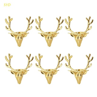 Syd 6 piezas de aleación de oro de alta calidad lindo Durable delicado cabeza de ciervo creativo servilleta Rin