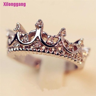 [Xilonggang] princesa mujer plata diamantes de imitación circonita reina corona anillo de boda amante regalo