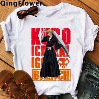 Anime Bleach Ichigo Samurai Ropa De Las Mujeres Japonesa ulzzang Más El Tamaño De harajuku kawaii tumblr Camiseta Estética (4)
