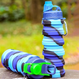 {omeo} 500 ml plegable botella de agua cubierta multicolor fitness beber taza para deportes al aire libre (4)