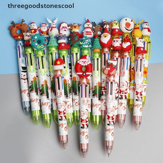 [threegoodstonescool] 6/10 Color Pen Santa Claus Xmas Ballpoint School Stationery Christmas Decor