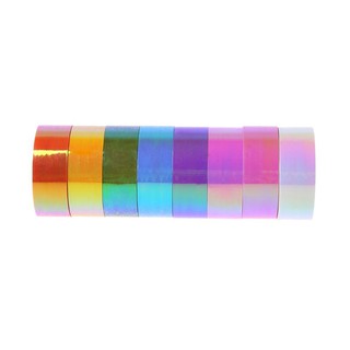 8 unids/set rítmico gimnasia decoración holográfico Glitter cinta anillo Stick accesorio 15mm*5m (6)