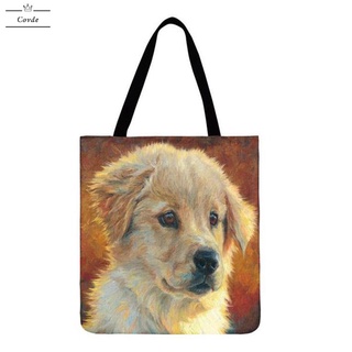 Covdes2 moda lindo perro impreso hombro bolsa de la compra Casual grande bolso