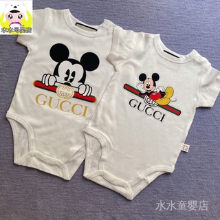 Pre-pedido Gucci X Disney Conjunto de nombre Mickey Impresión de Bebé Bebé Recién Nacido De manga corta De algodón puro Mono Mono WJ7J