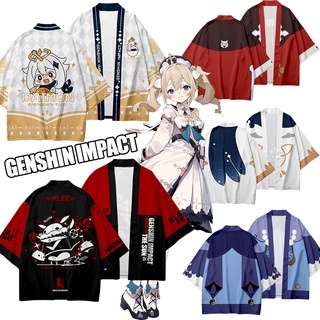 Genshin impacto Kimono Cosplay Haori abrigo de manga larga Cardigan Tops Hutao Keqing Ganyu prendas de abrigo de Halloween