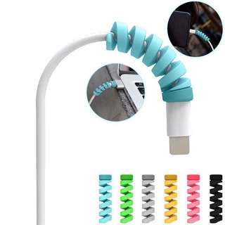 6pçs Protector/Cable USB enrollador Universal silicona espiral para iPhone y Android