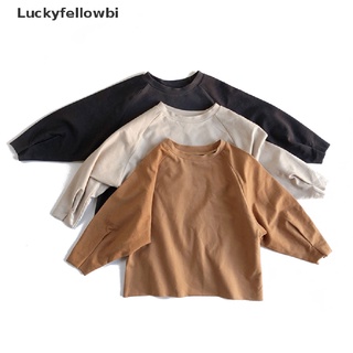 [luckyfellowbi] niños sudadera de cuello redondo niñas deporte manga larga algodón niños niño sólido jersey tops [caliente] (1)