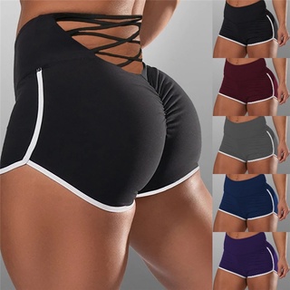 las mujeres de la moda pantalones cortos de yoga de color sólido ajustado de la cadera inferior pantie gimnasio