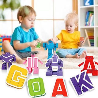 🤷‍♀️26 letras robots transformadores, juguetes infantiles, educación temprana y aprendizaje e383