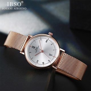 Ibso marca de las mujeres reloj de cuarzo conjunto de pulsera de lujo oro rosa horas diamantes de imitación pulseras de navidad cristal brazalete de reloj conjunto 3628