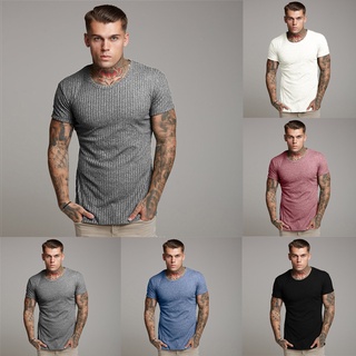 [camiseta para hombre] gcei moda hombres slim fit cuello v impreso camiseta muscular camiseta casual tops blusa