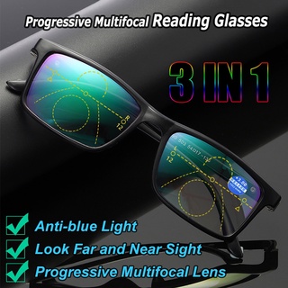 progressive bifocals gafas de lectura anti luz azul gafas de presbicia cerca de lejos gafas de vista hyperopia dioptrías +1.0-4.0