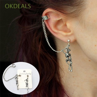 OKDEALS 1 par de aretes/pendientes de calavera con Clip para oreja/joyería/aretes/pendientes de Rock Punk colgantes para orejas de oreja/gótico/Hip Hop