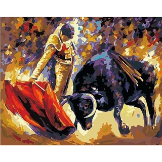 spanish bullfight diy painting by numbers - kit de dibujo acrílico digital