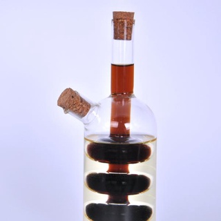 Oil and Vinegar Bottle Set with Removable Cork Stopper and Dual Olive Oil Spout (1)