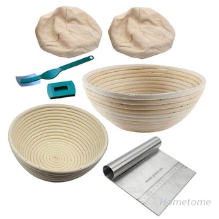inicio 6pcs pan banneton cesta de prueba para hornear masa con pan cojo forro y raspador herramienta para panaderos que prueba cestas