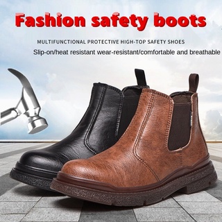 Botas de seguridad de la moda Anti-aplastamiento Anti-piercing protector del dedo del pie de acero botas Kasut Kasut Kasut Kerja impermeable Anti-quemaduras zapatos de trabajo botas tácticas (1)