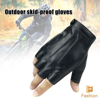 1 par de guantes de medio dedo de piel sintética para hombres y mujeres, deportes al aire libre, senderismo, yoga