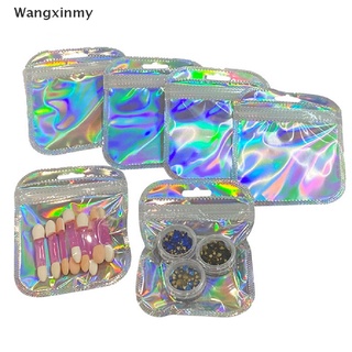 [wangxinmy] 50 bolsas de papel de aluminio láser mylar con cierre de cremallera bolsas de caramelo reclosable embalaje venta caliente