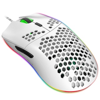 hxsj j900 - ratón para juegos con cable usb, rgb, con seis dpi ajustable, diseño ergonómico para ordenador portátil, color blanco
