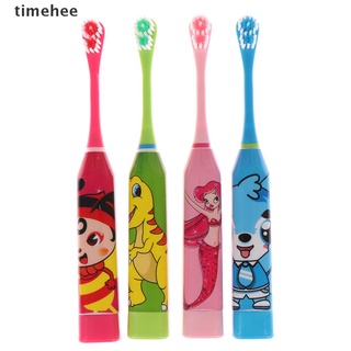 【Time】cepillo de dientes eléctrico para niños automático ultrasónico impermeable de dibujos animados.