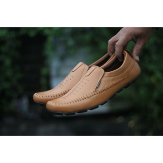 Mocasines hombre - cuero Pansus zapatos | Hombre CASUAL modelo//zapatos de deslizamiento en los hombres mocasines de la piel- Original CASUAL zapatos - zapatos de cuero de los hombres - bronceado - BAROKALLOH.37