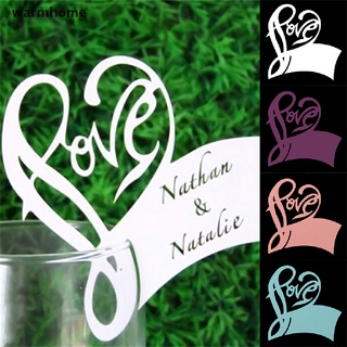 [warmhome] 50 tarjetas de amor con nombre de corazón para boda, mesa, copa de vino, decoración caliente