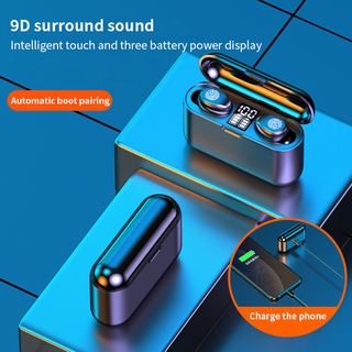 Audífonos inalámbricos F9 Tws 5.1 táctiles Bluetooth auriculares 9d sonido Earburds pantalla Led power bank