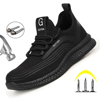 botas de seguridad de trabajo para hombre zapatillas de deporte transpirable zapatos de seguridad botas de trabajo de los hombres a prueba de pinchazos zapatos indestructibles con acero a