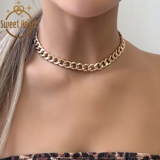 gargantilla cubana de moda chapado en oro en plata de aleación declaración collares clavicular cadena para mujeres señoras niñas